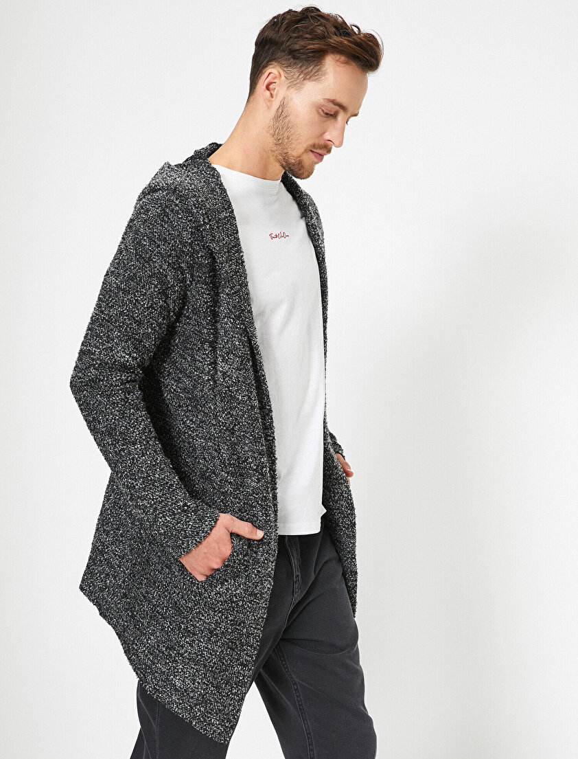 Bisiklet Yaka Cep Detaylı Fermuarlı Slim Fit Kazak