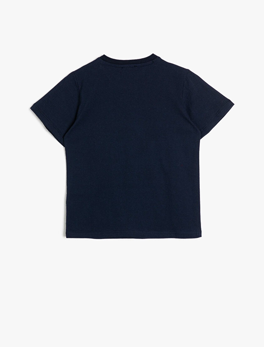 Pamuklu Bisiklet Baskılı Kısa Kollu Bisiklet Yakalı Tişört