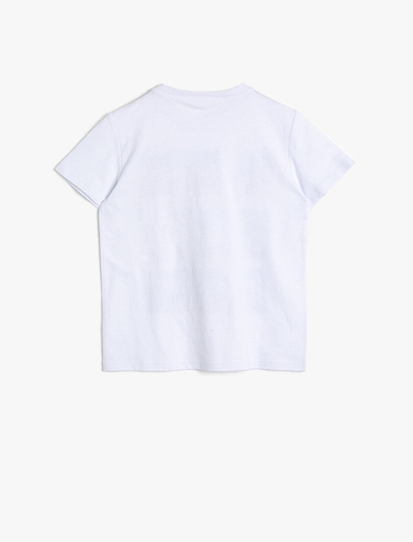 Pamuklu Baskılı Kısa Kollu Bisiklet Yaka Tişört