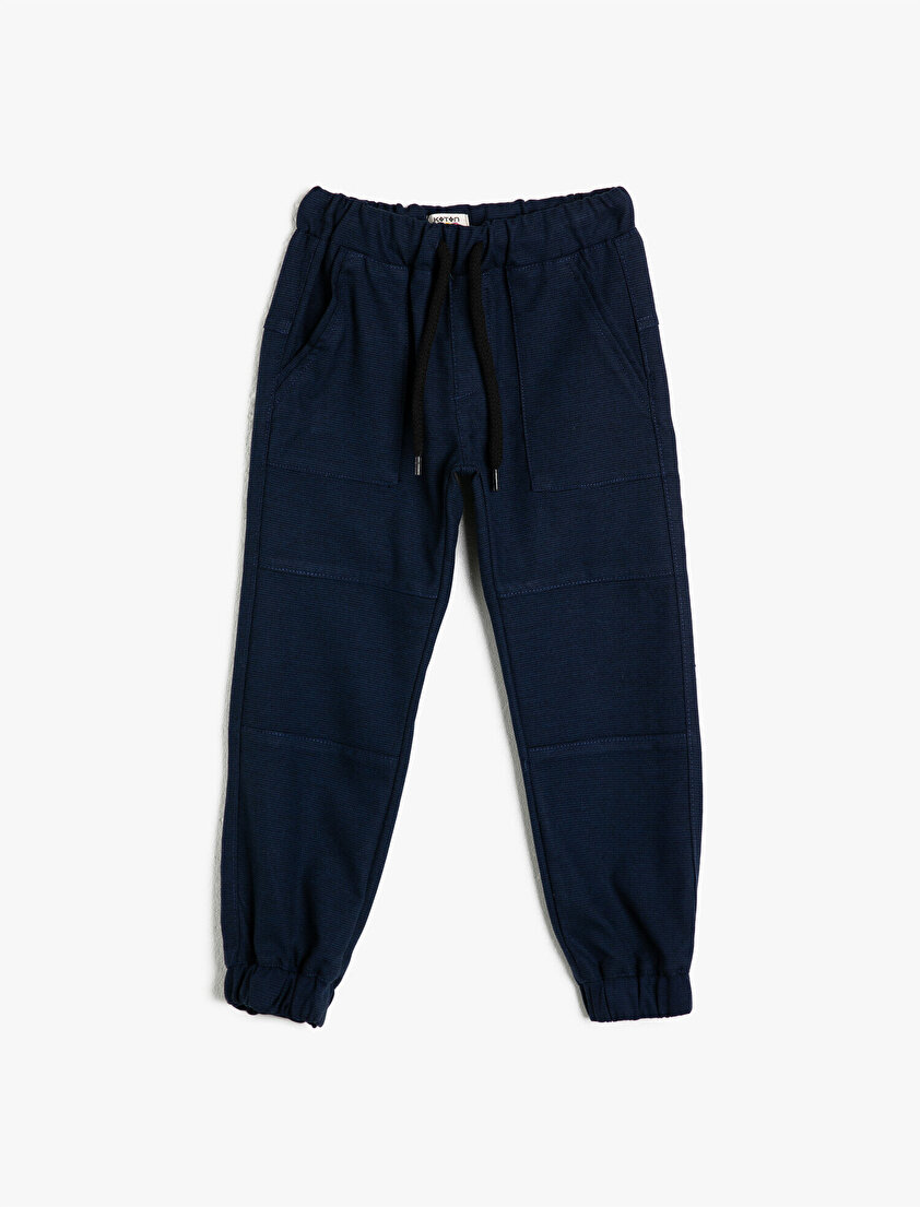 Beli ve Paçası Lastikli Beli Kordonlu Dikiş Detaylı Jogger Pantalon