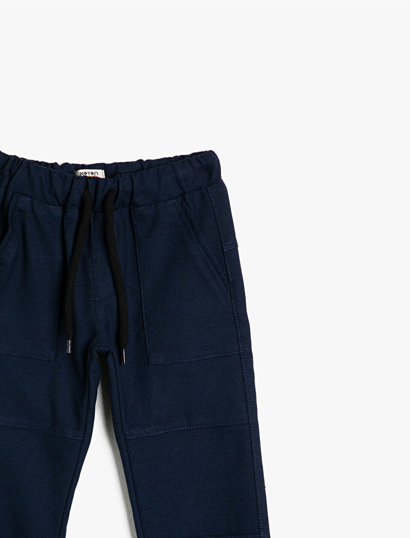 Beli ve Paçası Lastikli Beli Kordonlu Dikiş Detaylı Jogger Pantalon