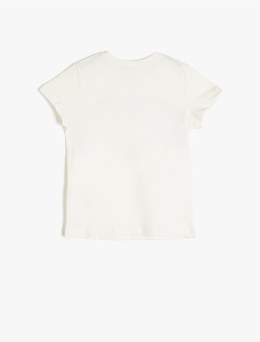 Bisiklet Yaka Unicorn Baskılı Kısa Kollu Pamuklu Tişört