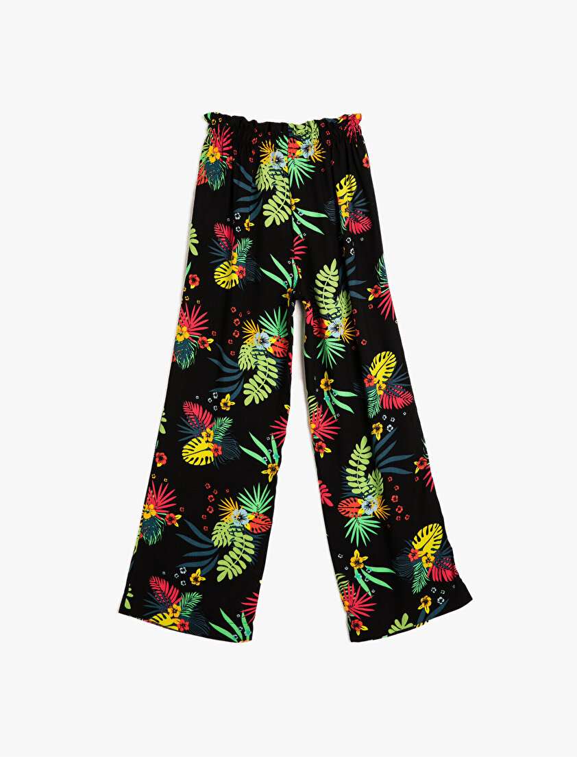 Çiçek Desenli Geniş Kesim Pantolon