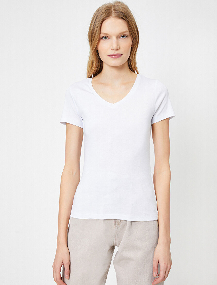 Standart Kesim V Yaka Basic Tişört