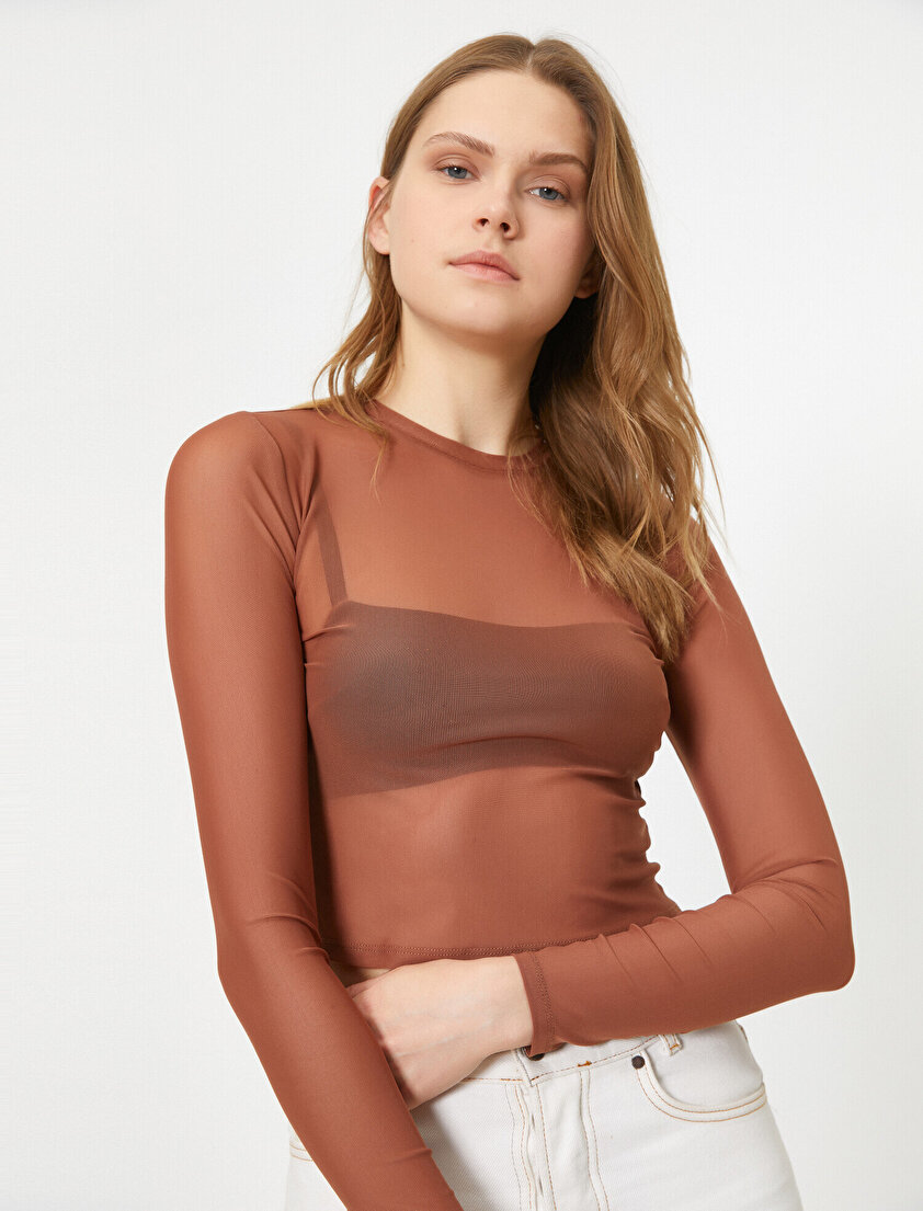 Transparan Uzun Kollu Tshirt