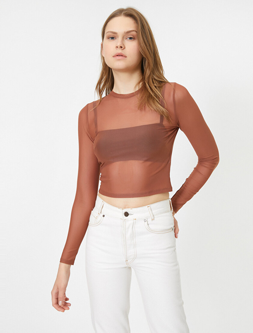 Transparan Uzun Kollu Tshirt