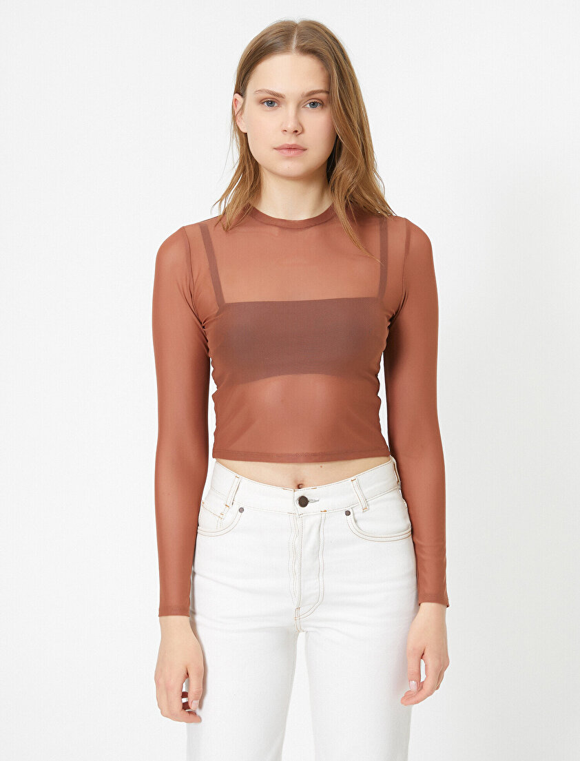 Transparan Uzun Kollu Tshirt