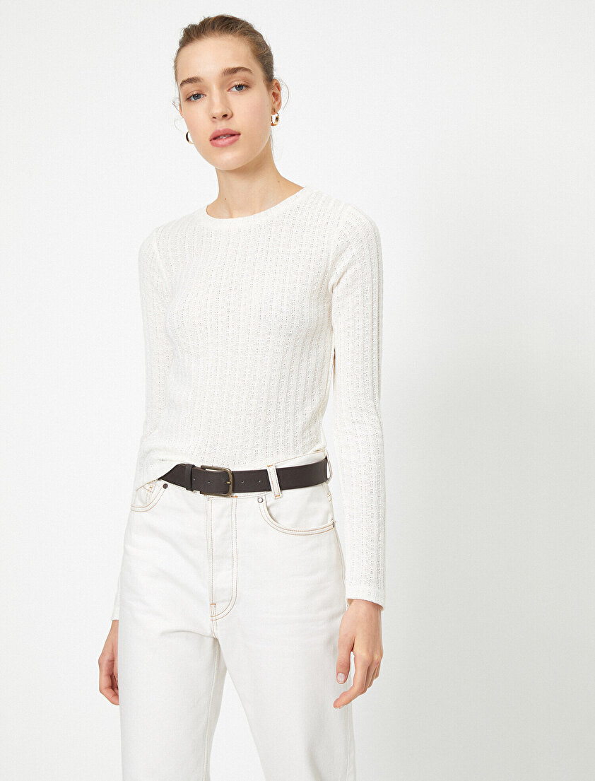 Bisiklet Yaka Uzun Kollu Kazak