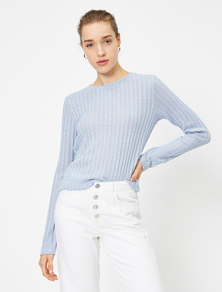 Bisiklet Yaka Uzun Kollu Kazak