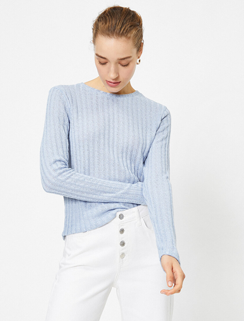 Bisiklet Yaka Uzun Kollu Kazak