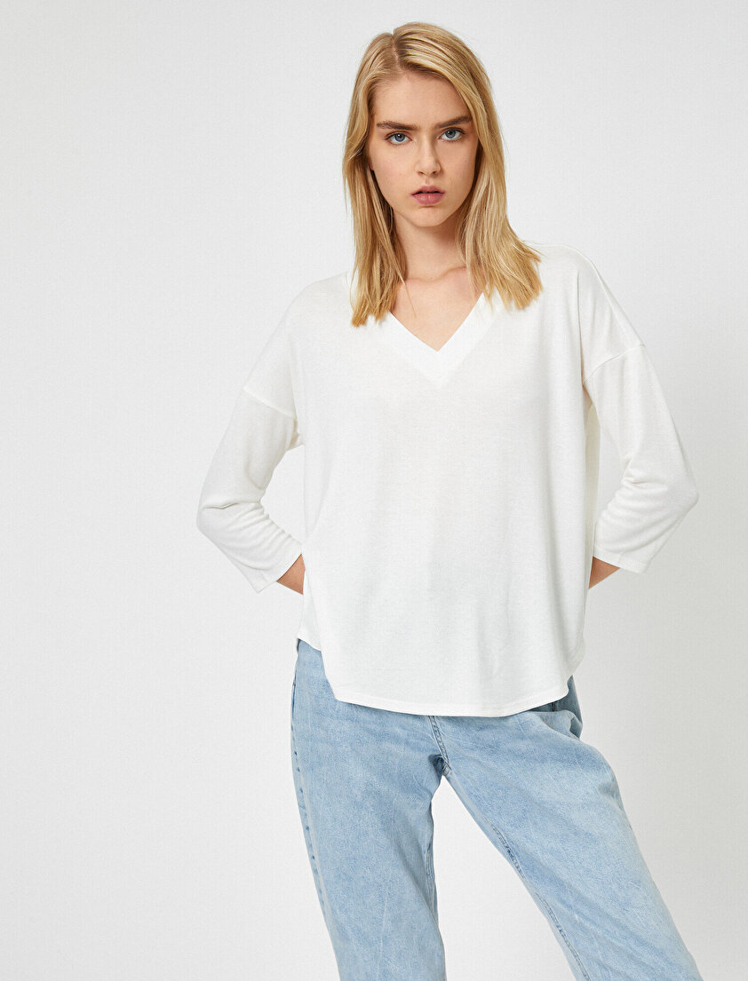 Uzun Kollu V Yaka Tişört