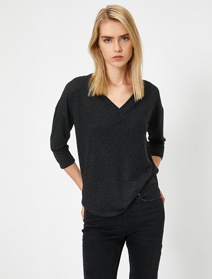 Uzun Kollu V Yaka Tişört