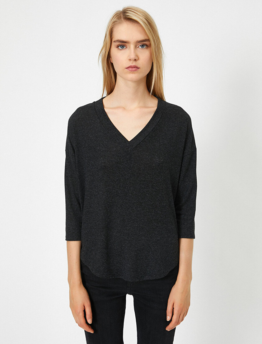 Uzun Kollu V Yaka Tişört