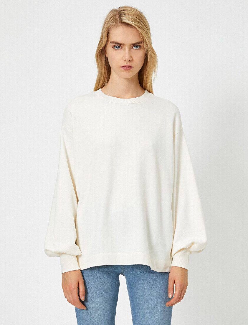 Balon Kollu Sırtı Pilili Sweatshirt