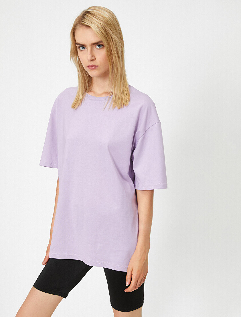 Bisiklet Yaka Kısa Kollu Boyfriend Tişört