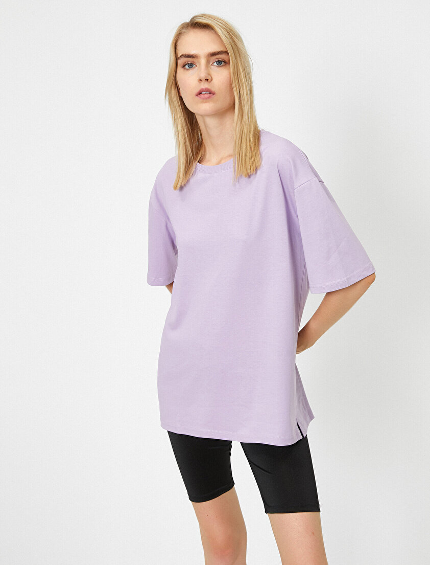 Bisiklet Yaka Kısa Kollu Boyfriend Tişört