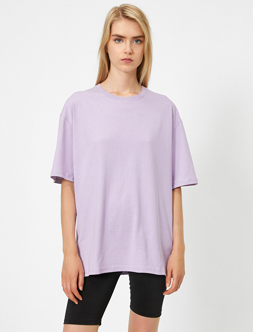 Bisiklet Yaka Kısa Kollu Boyfriend Tişört