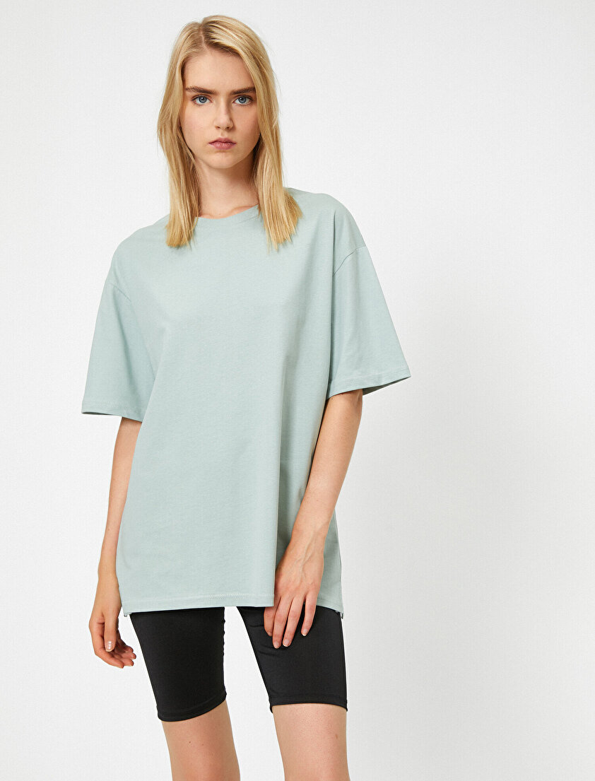 Bisiklet Yaka Kısa Kollu Boyfriend Tişört