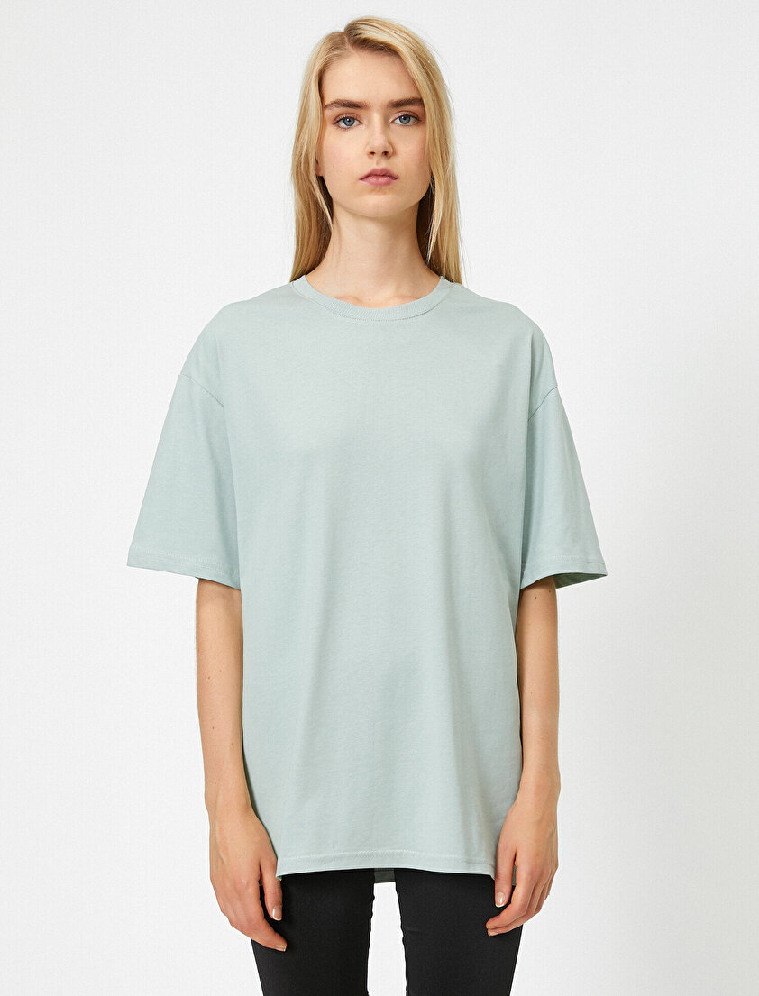 Bisiklet Yaka Kısa Kollu Boyfriend Tişört