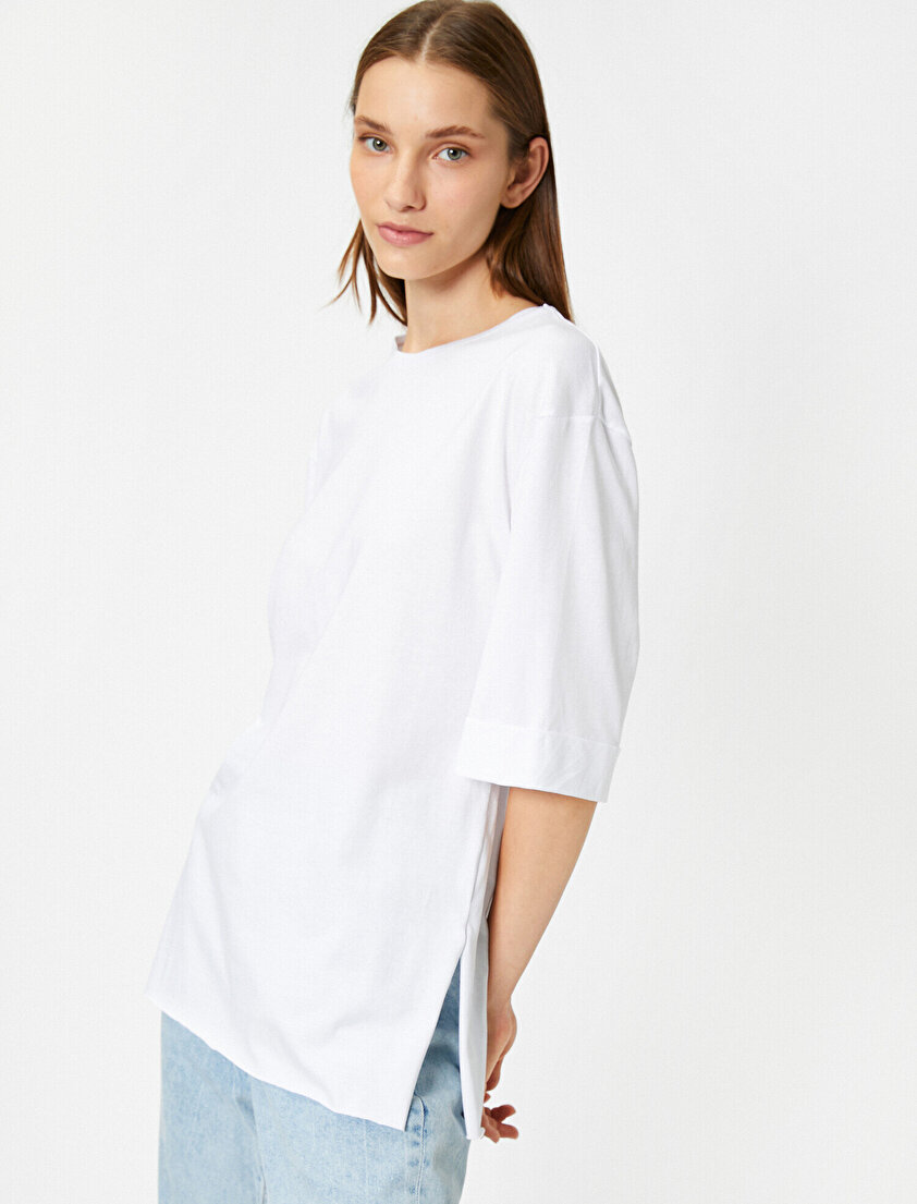 Bisiklet Yaka Boyfriend T-Shirt