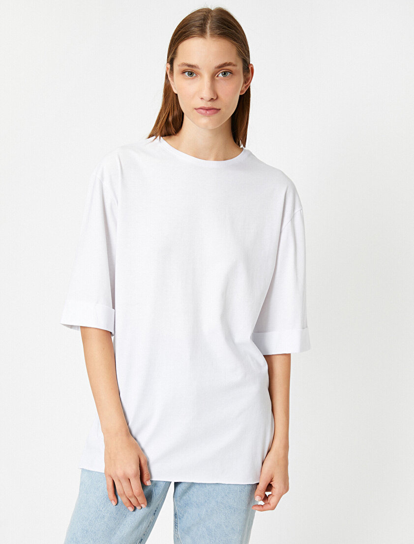 Bisiklet Yaka Boyfriend T-Shirt