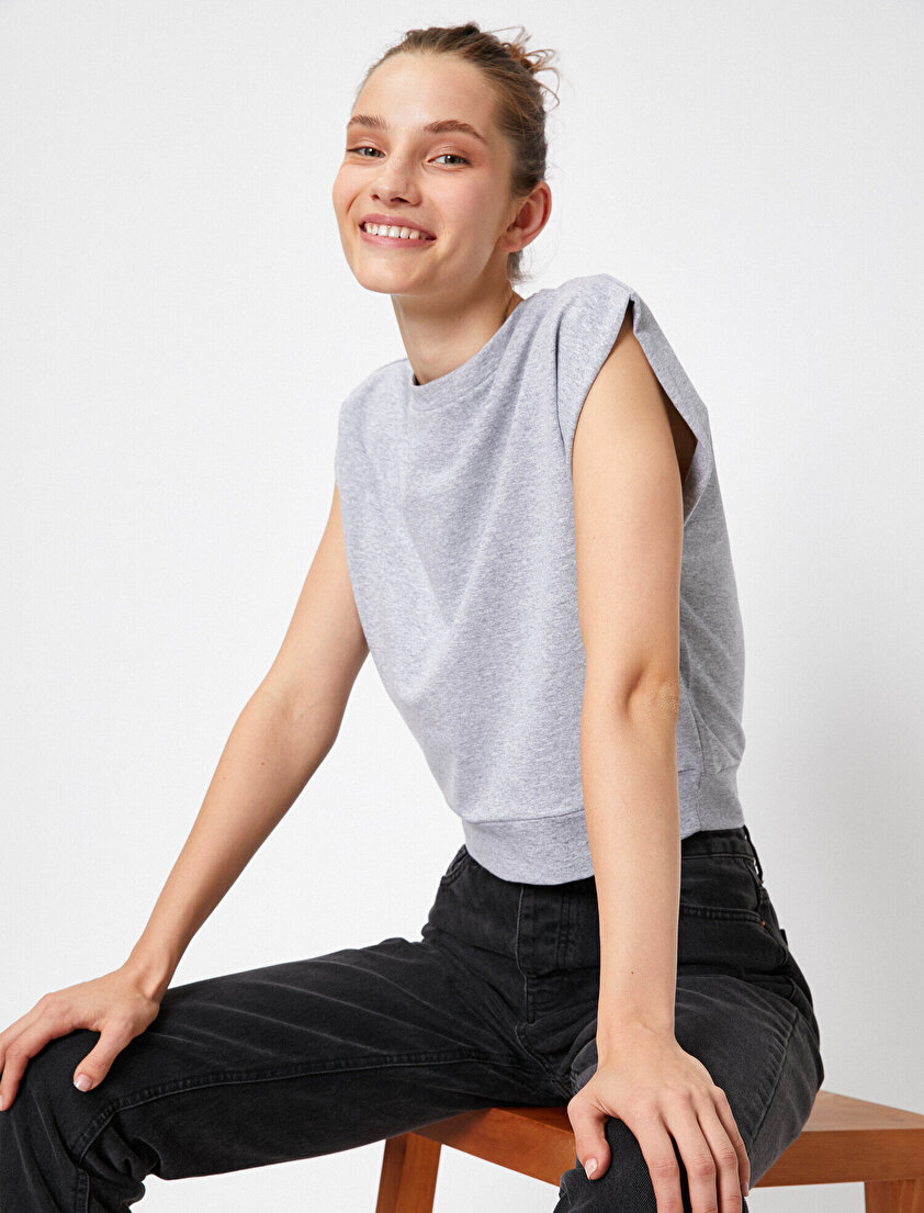 Düşük Kol Basic Kısa Kollu T-Shirt