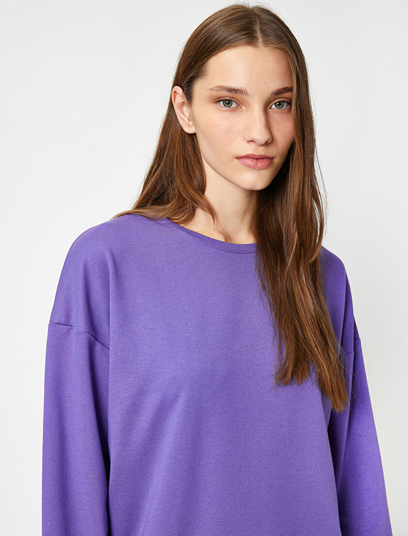 Bisiklet Yaka Parça Detaylı Sweatshirt