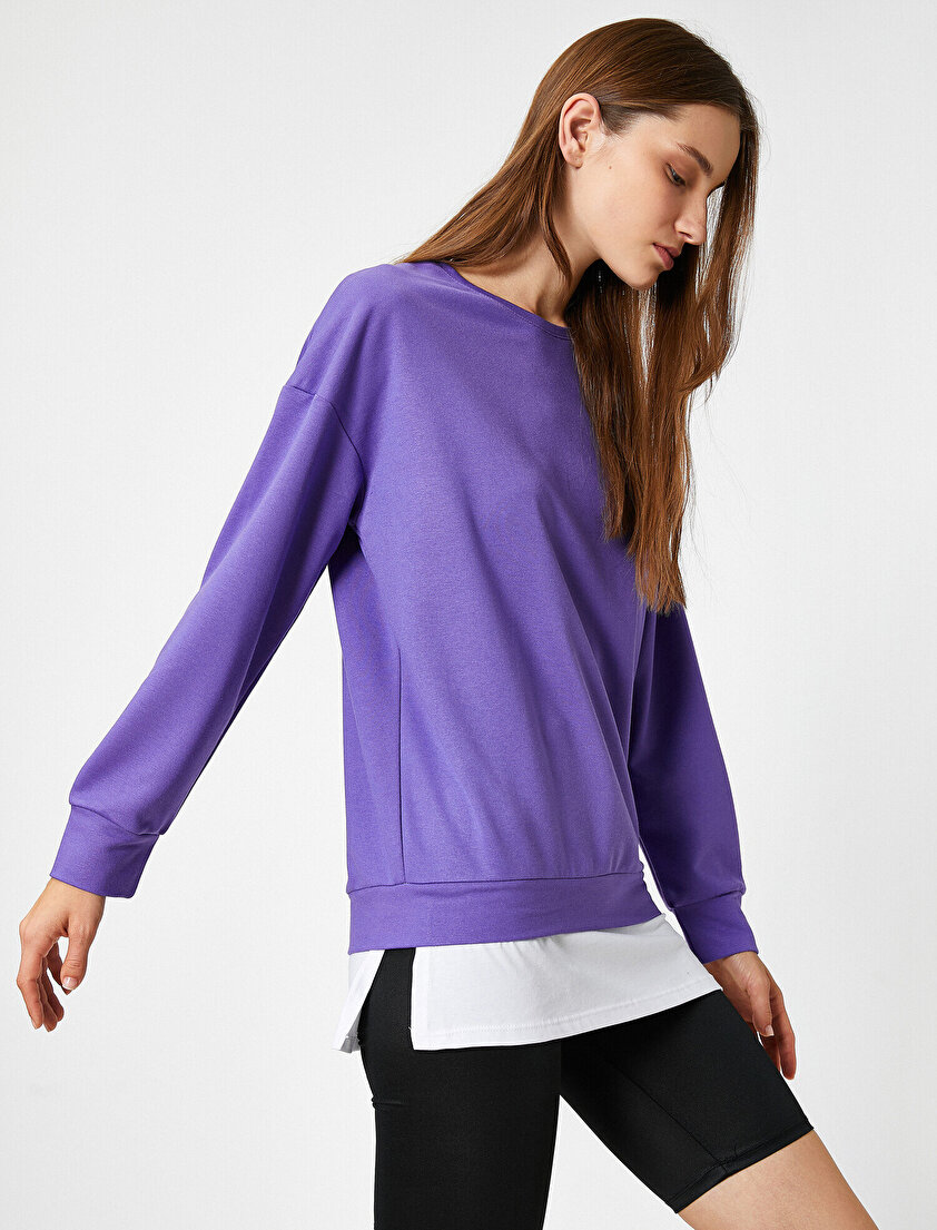 Bisiklet Yaka Parça Detaylı Sweatshirt