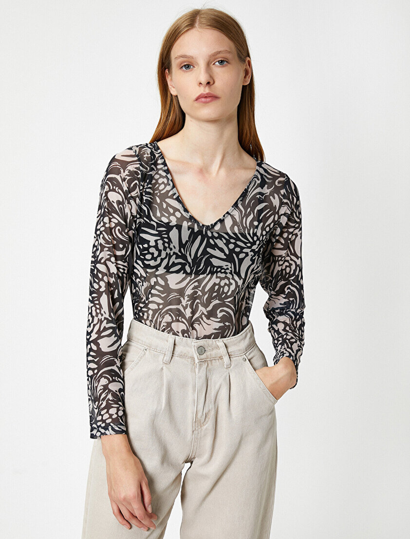 Volanlı Bisiklet Yaka Sweatshirt