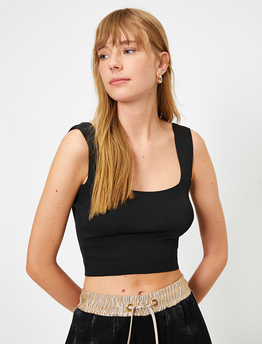 Kare Yaka Triko Bluz