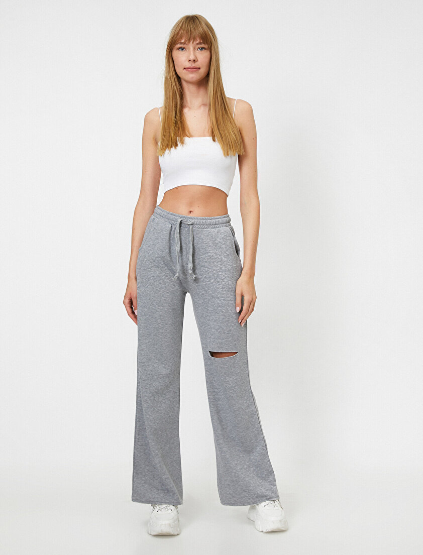 Dizi Yırtık Bol Paça Eşofman Altı