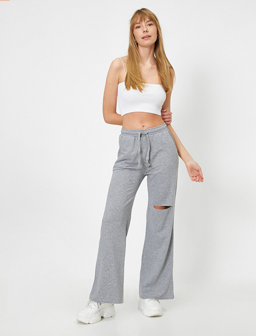 Dizi Yırtık Bol Paça Eşofman Altı