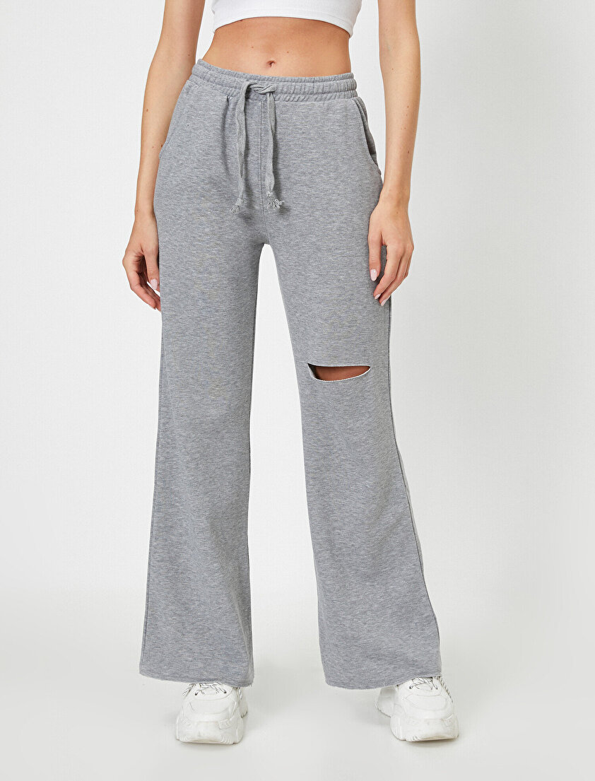 Dizi Yırtık Bol Paça Eşofman Altı