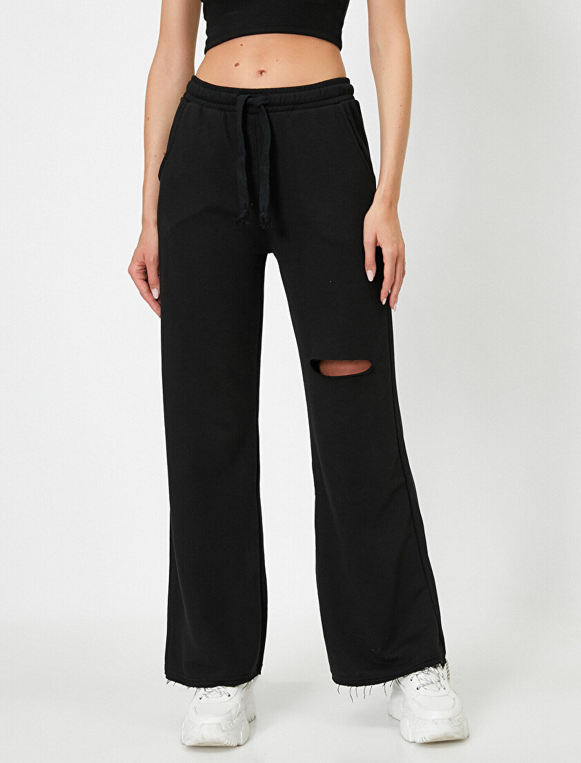 Dizi Yırtık Bol Paça Eşofman Altı