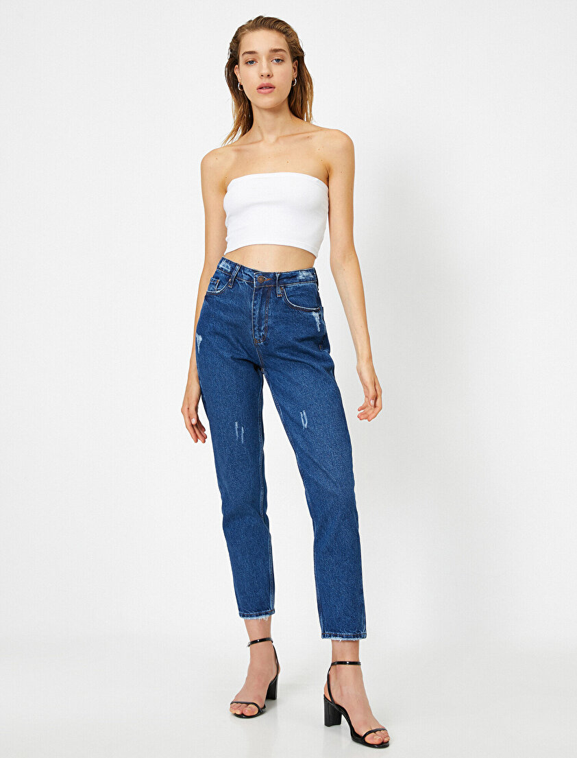 Yüksek Bel Comfort Strech Mom Jeans