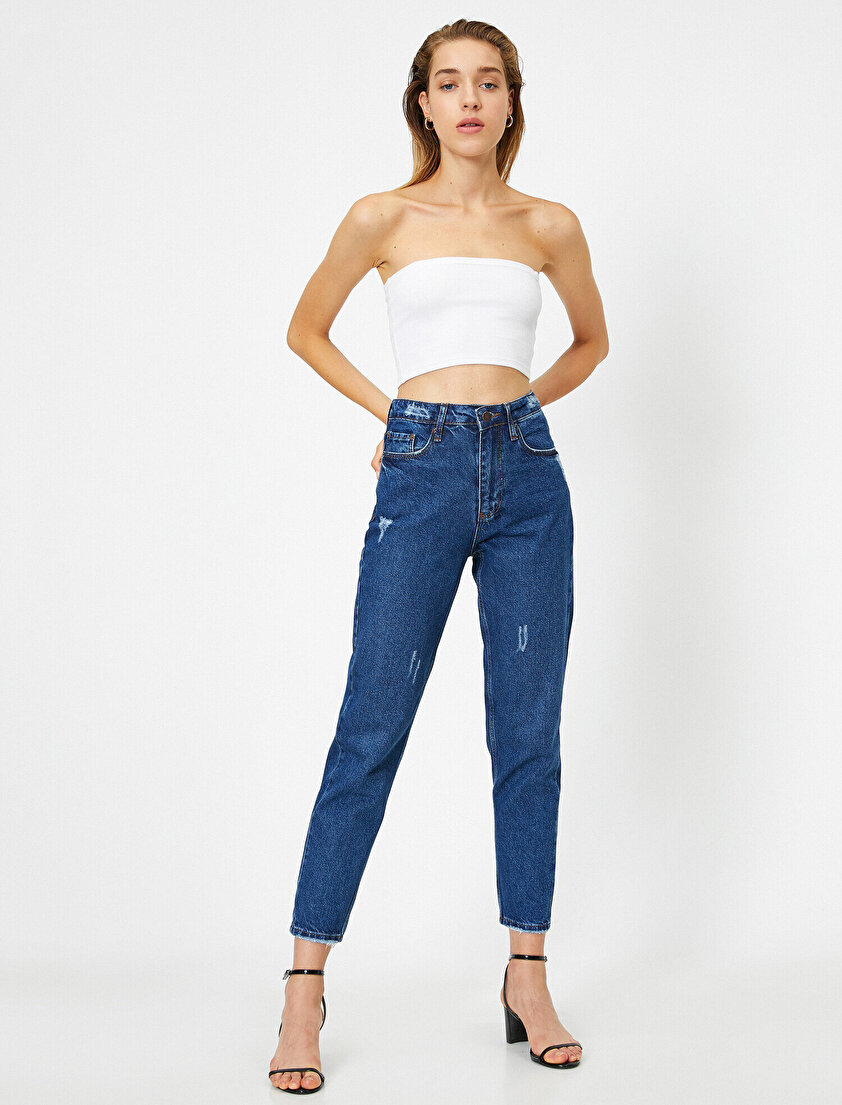Yüksek Bel Comfort Strech Mom Jeans