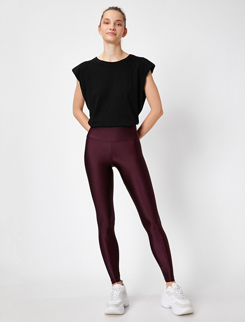 Parlak Disco Yüksek Bel Toparlayıcı Örme Tayt