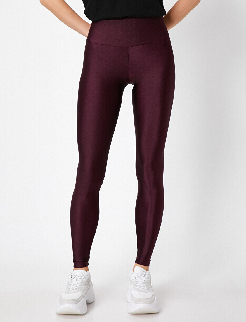 Parlak Disco Yüksek Bel Toparlayıcı Örme Tayt