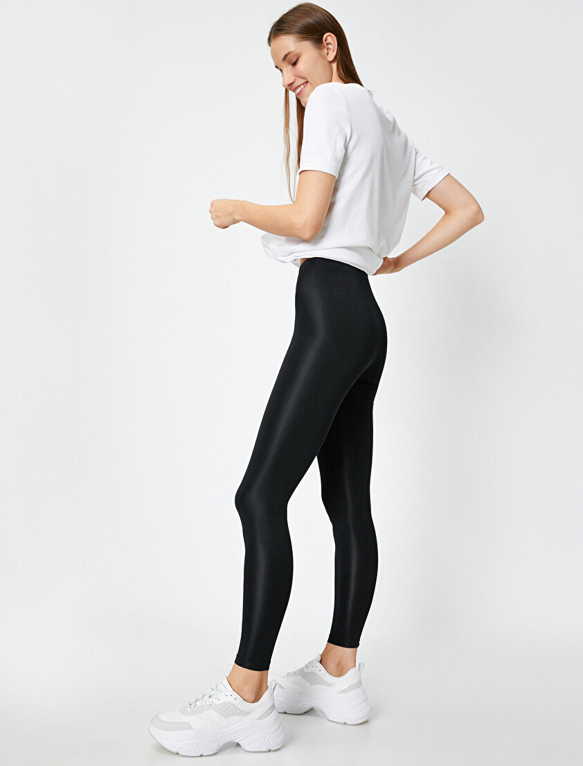 Parlak Disco Örme Tayt 