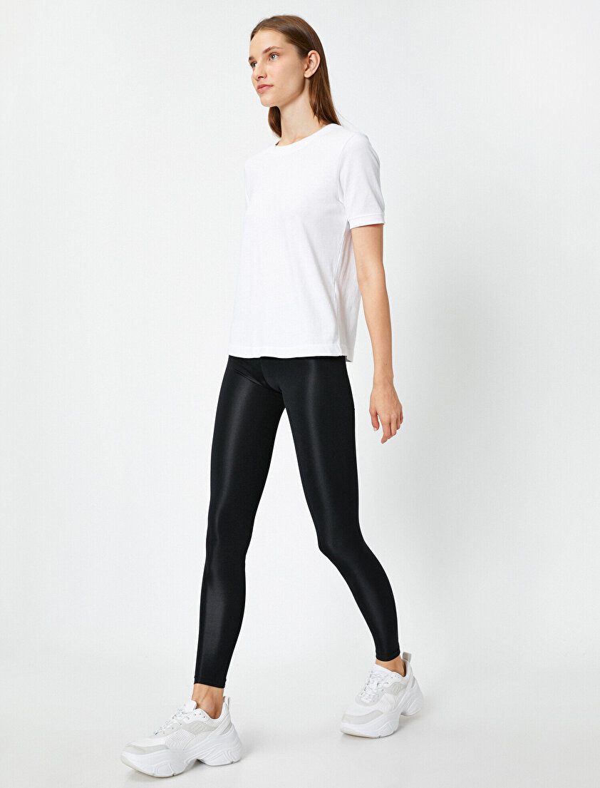 Parlak Disco Örme Tayt 