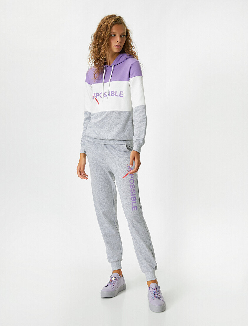 %100 Pamuk Slogan Detaylı Eşofman Takımı