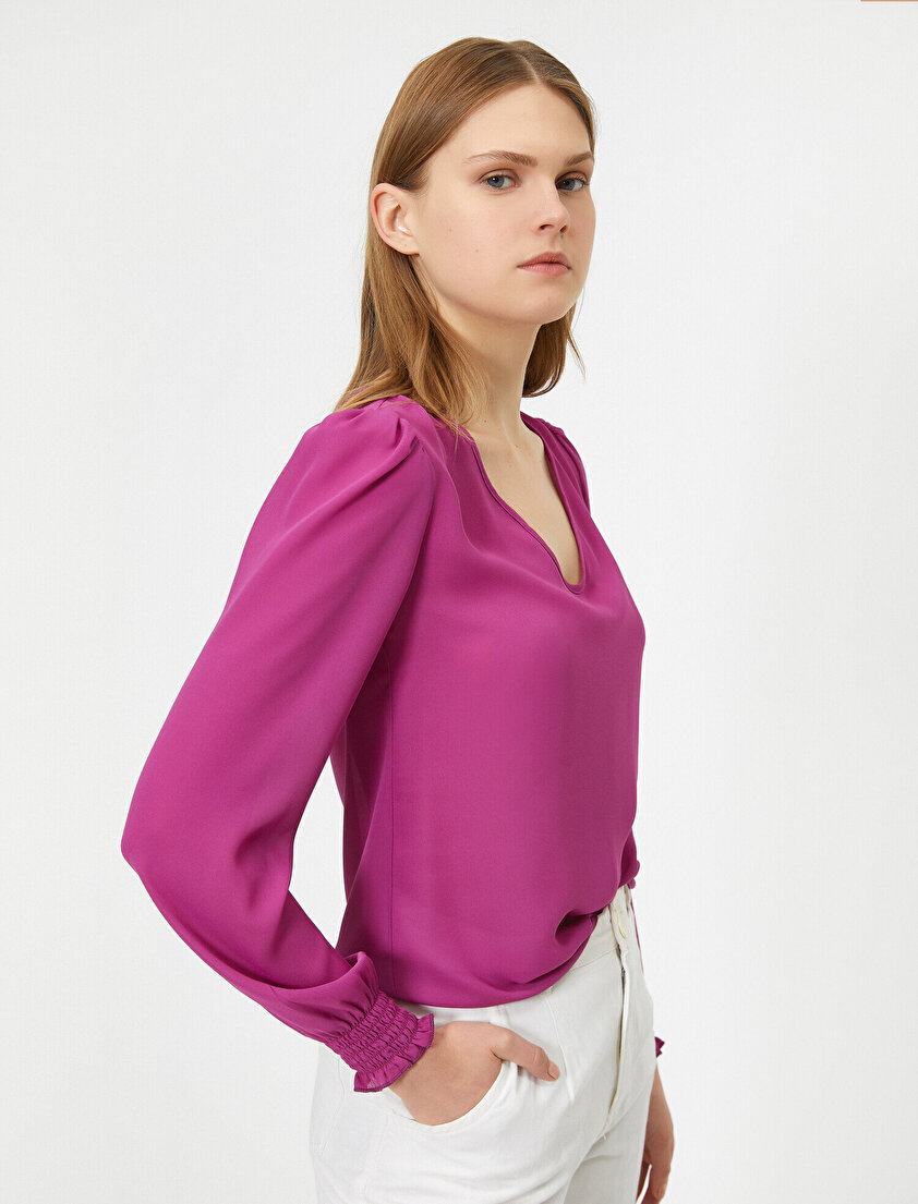 V Yaka Uzun Kollu Bluz