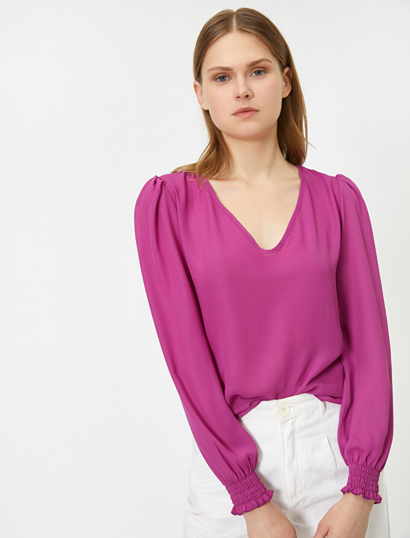 V Yaka Uzun Kollu Bluz