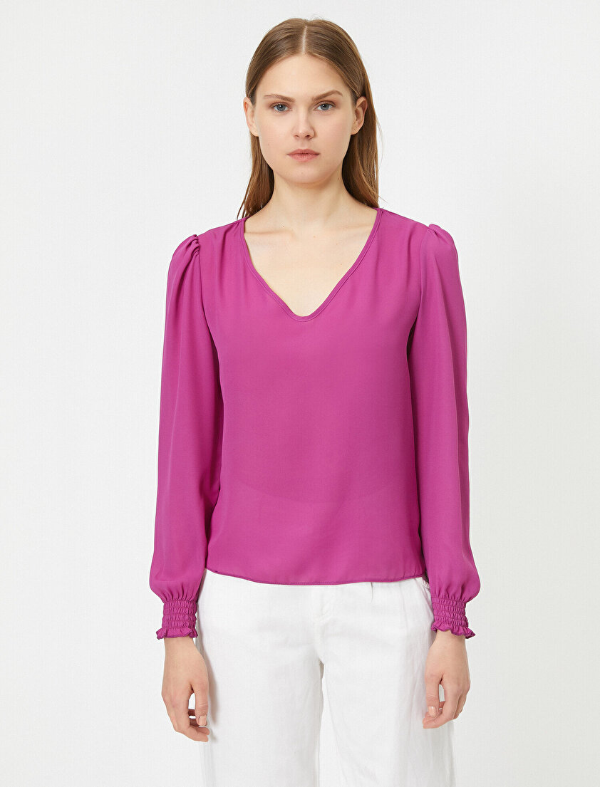 V Yaka Uzun Kollu Bluz