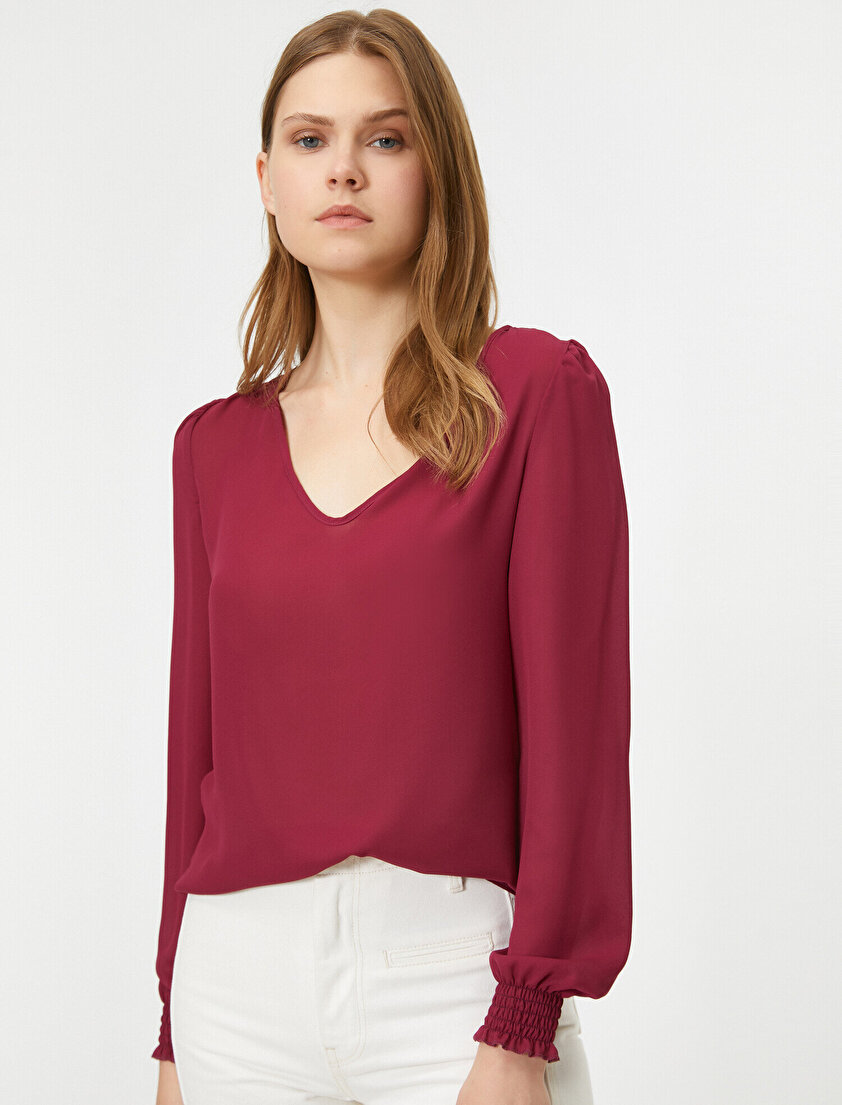 V Yaka Uzun Kollu Bluz