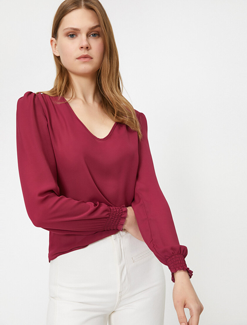 V Yaka Uzun Kollu Bluz