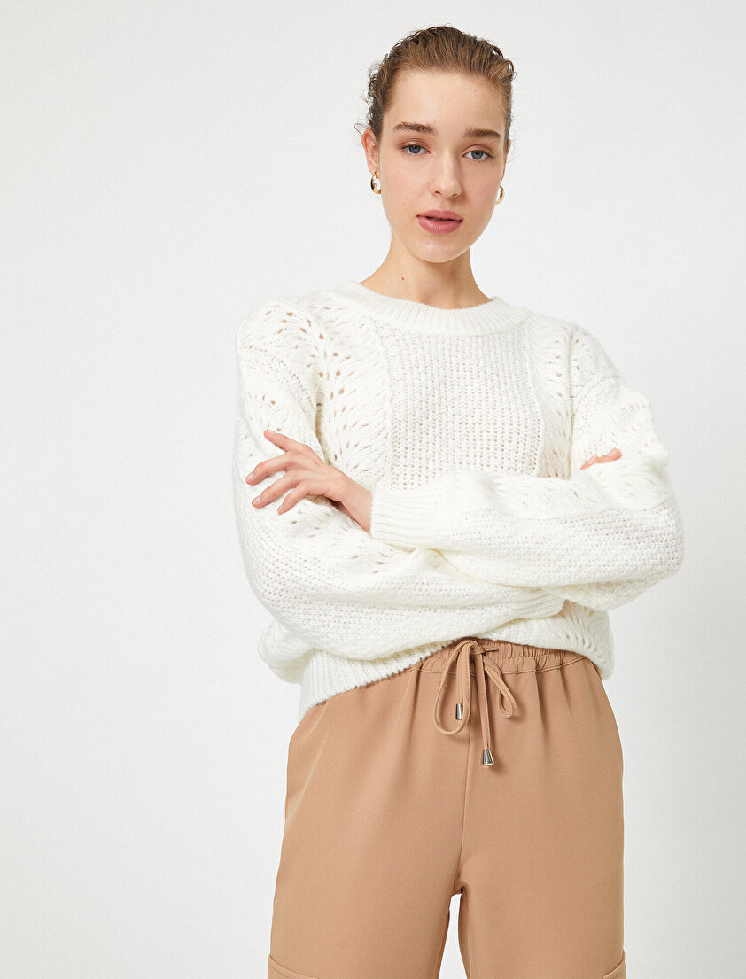 Bisiklet Yaka Ajurlu Triko Kazak 