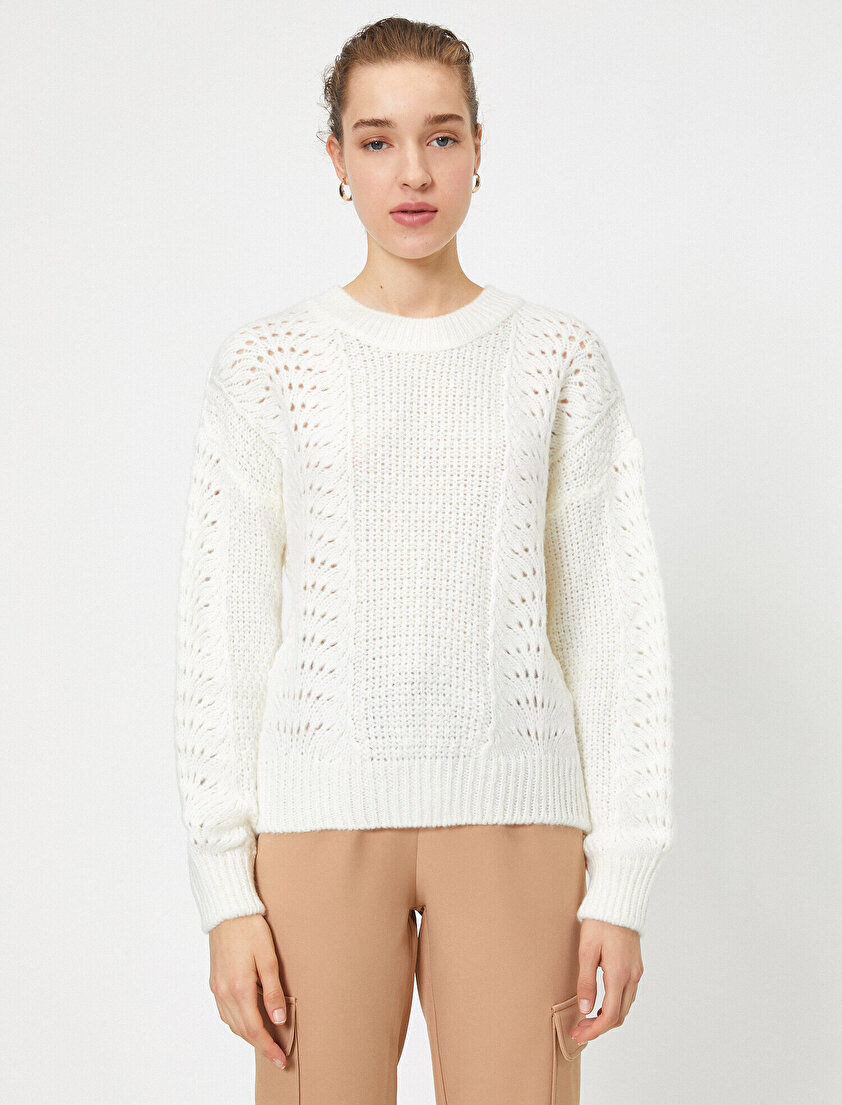 Bisiklet Yaka Ajurlu Triko Kazak 