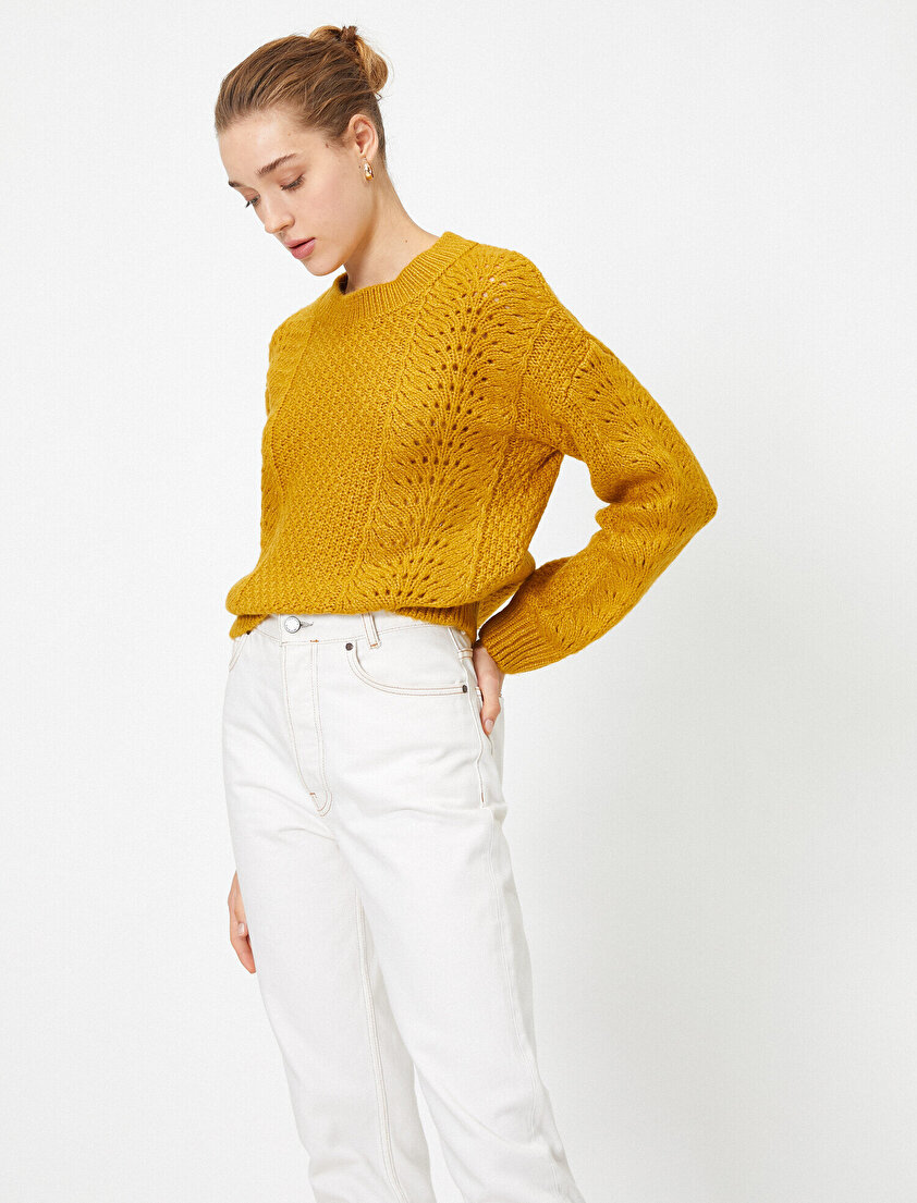 Bisiklet Yaka Ajurlu Triko Kazak 