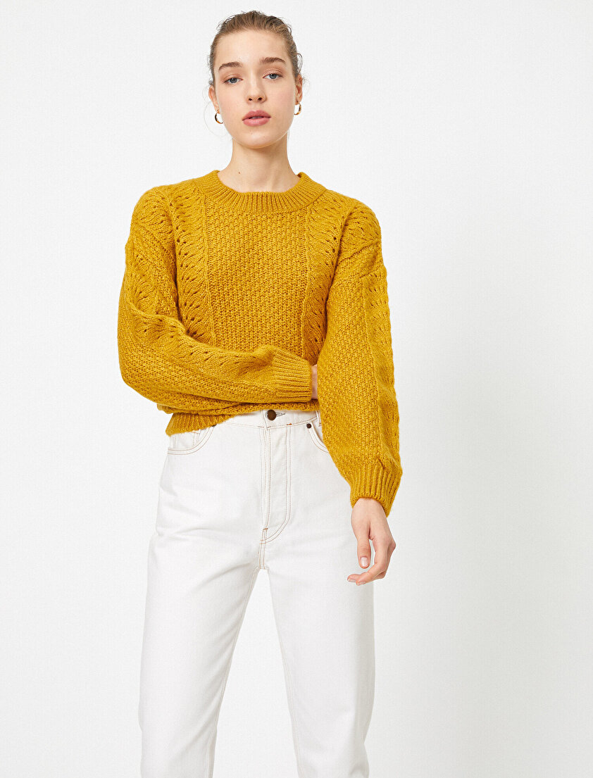 Bisiklet Yaka Ajurlu Triko Kazak 